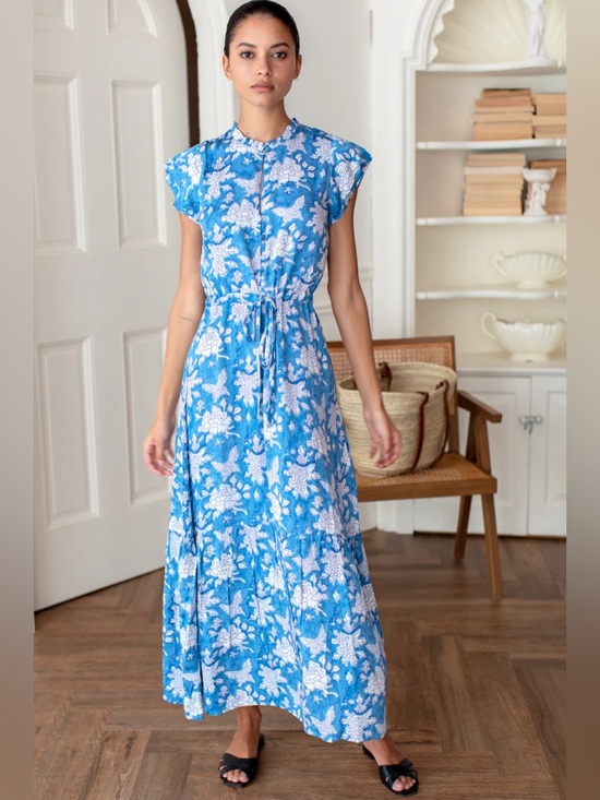 Emerson Fry Dresses & Skirts - SOLD — Emerson Fry India Collection Frances 3 Frill Dress Printed Size S Sky